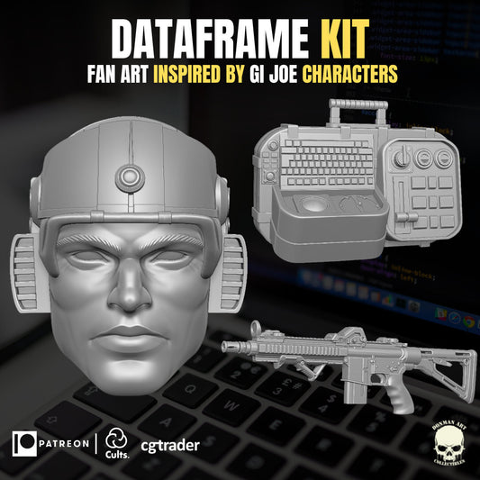 GI Joe DataFrame kit, head sculpt GI Joe Classified 1/12 scale head unpainted 1