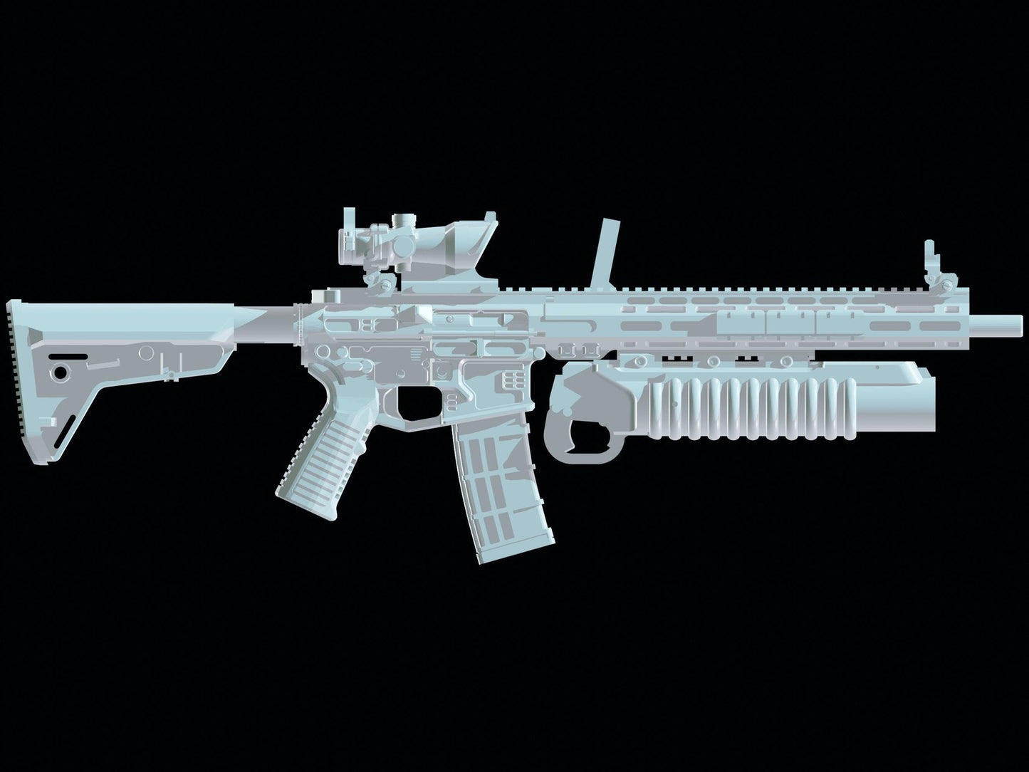 Ar-15 with M203 grenade launcher Toy Rifles for toy action figures 1:12 6" Scal