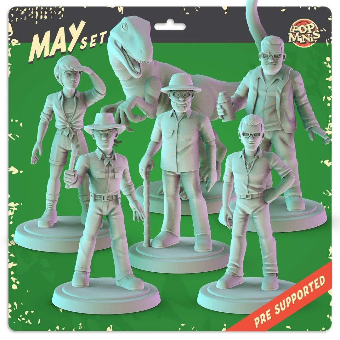 Jurassic park 3d printed mini's Pop mini 36mm pop culture 90's nostalgia DND