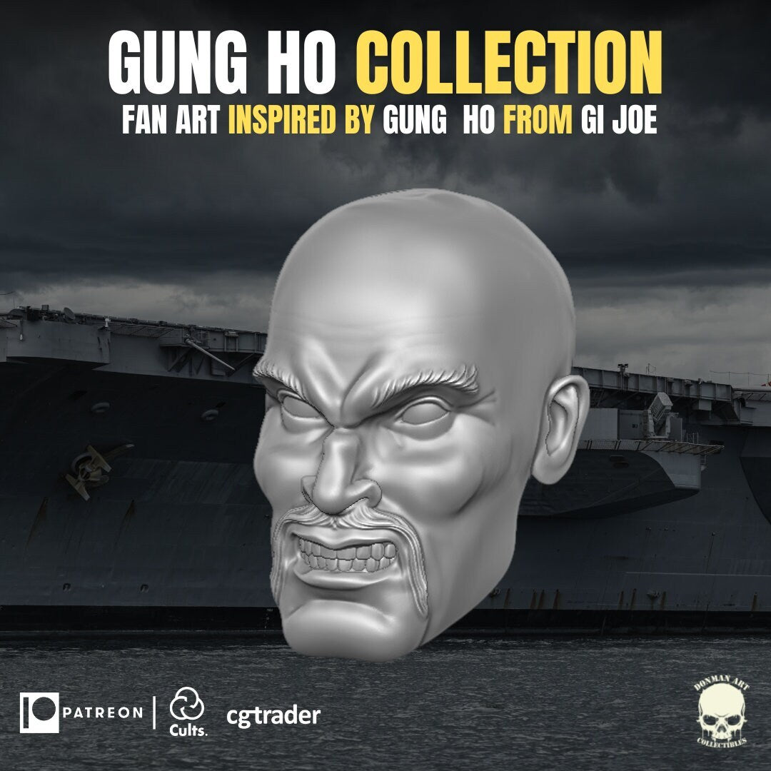 Gung Ho G.I. Joe classified 1:12 head sculpt 3d printed resin action figure mar