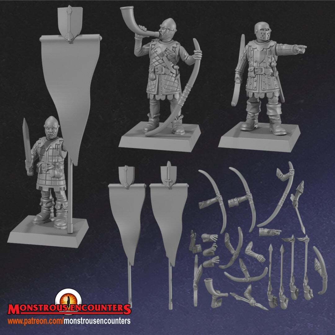 Breton Bowmen unit 28mm army builder 3d printed minis tabletop bretonnia oldham