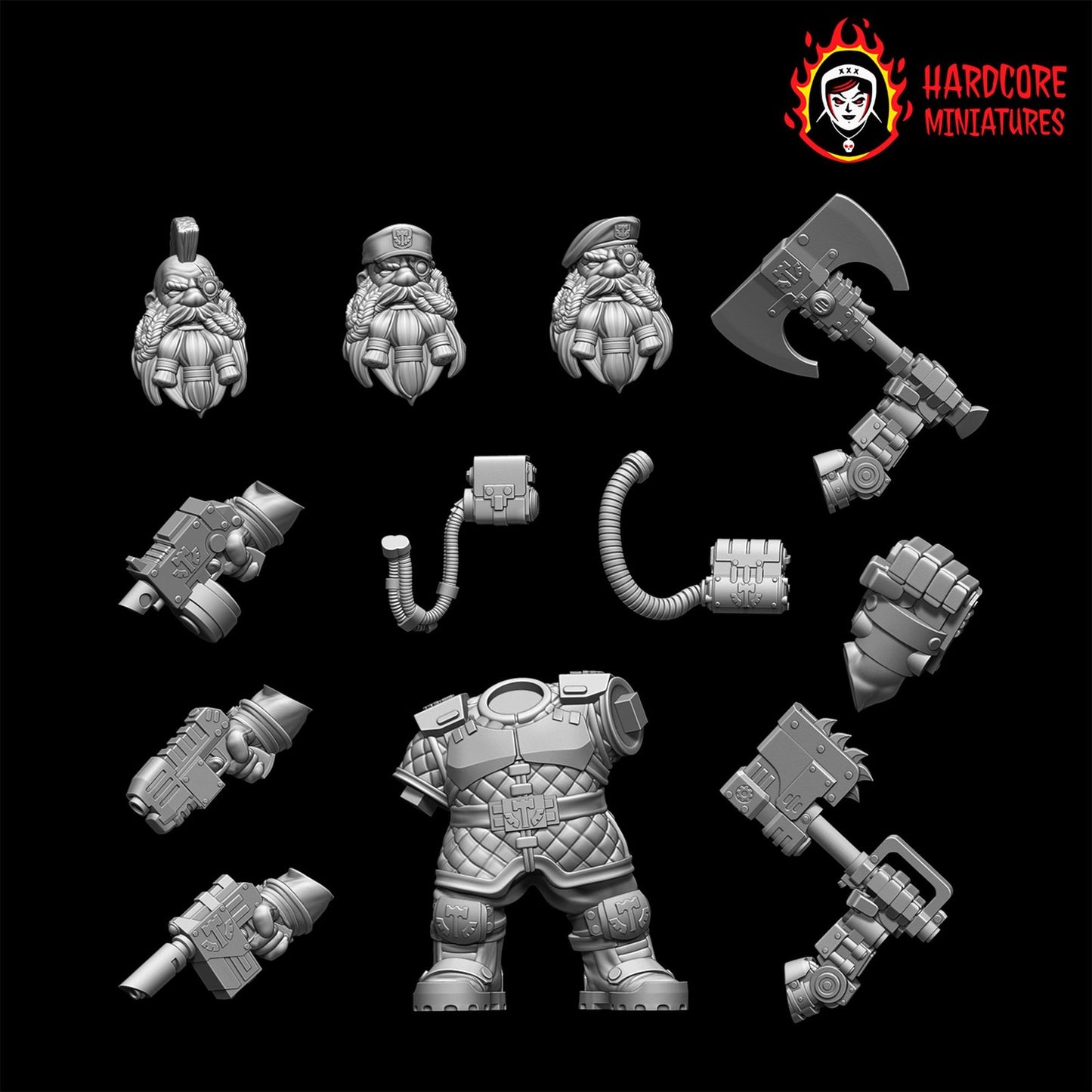 Space Dwarf Sergeant 28mm army builder set 1 3d printed minis tabletop hardcore