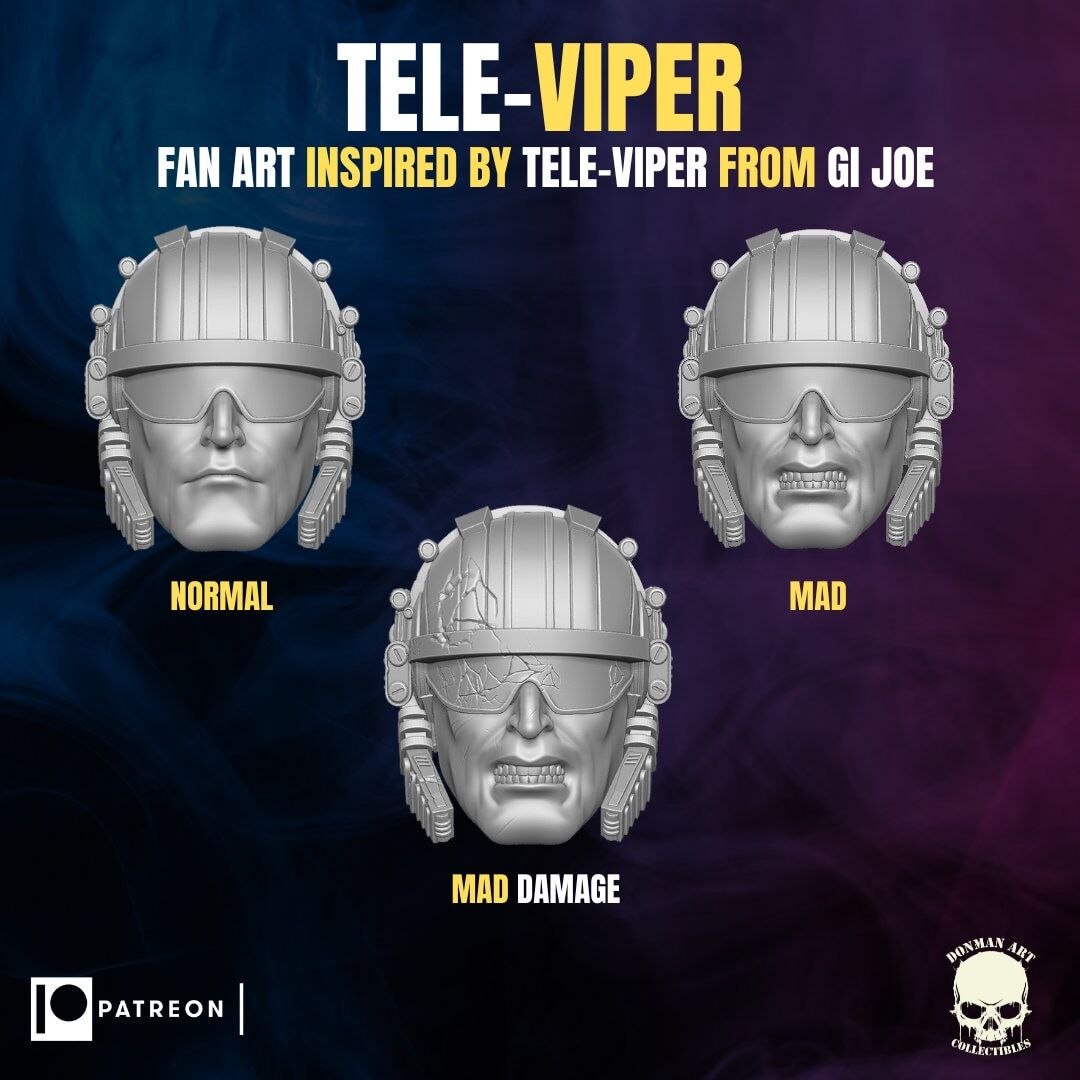 Tele viper trouble bubble G.I. Joe 1:12 head sculpt 3d printed resin