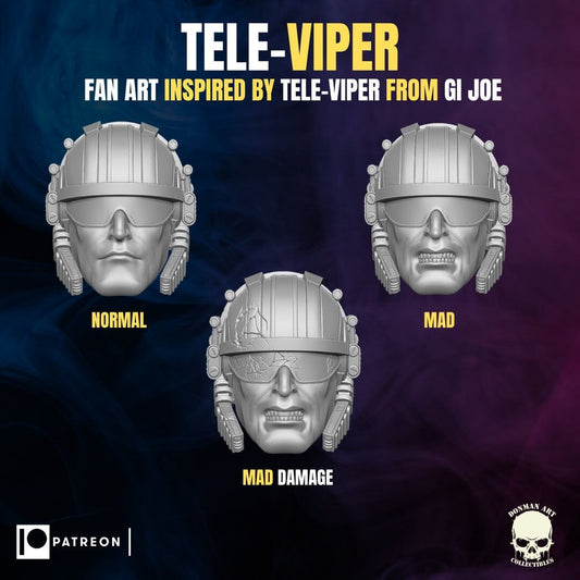 Tele viper trouble bubble G.I. Joe 1:12 head sculpt 3d printed resin
