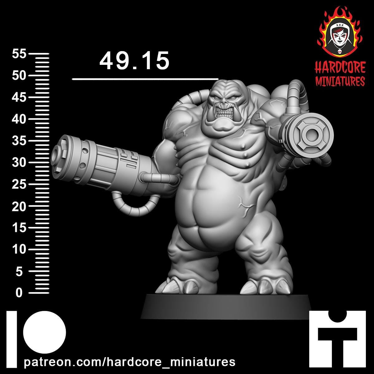 Mancubus Fat Demon Firing left modular 32mm dnd miniature Martian Trooper doom