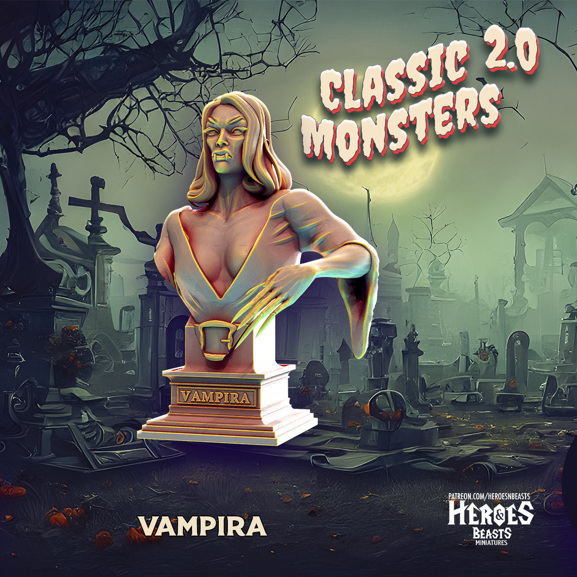 Vampira | Miniature | Heroes & Beasts | Classic Movie Monsters | DnD | Tabletop