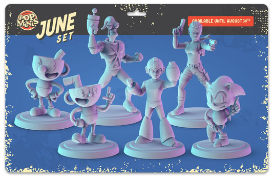 Video Games 34mm Minis, Mega man Cuphead, Earthworm Jim, Tomb Raider Lara Croft