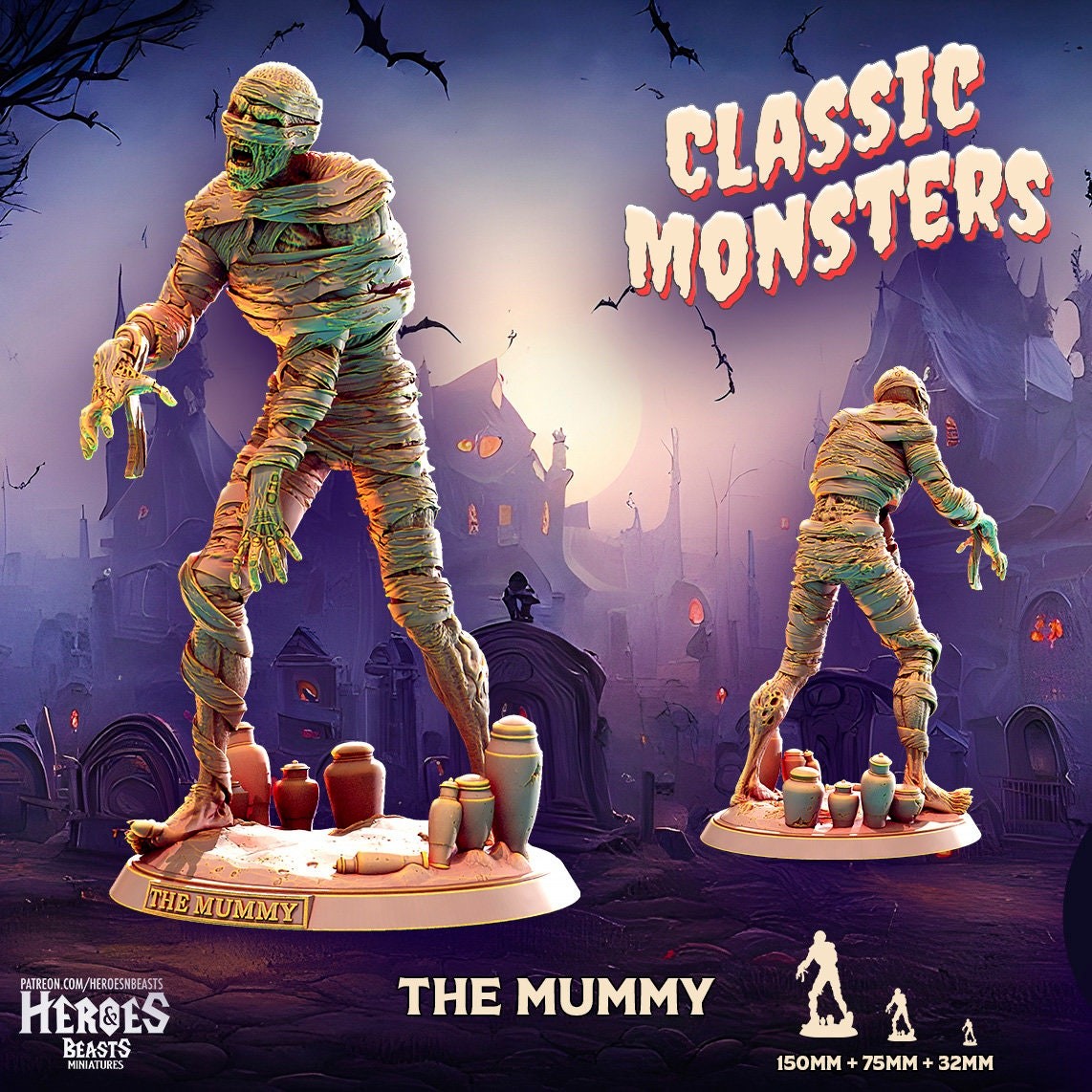 The Mummy | Miniature | Heroes & Beasts | Classic Movie Monsters | DnD | Tablet
