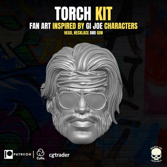 Torch kit dreadnok head GI Joe Classified 1/12 scale head unpainted 1:12 mezco,