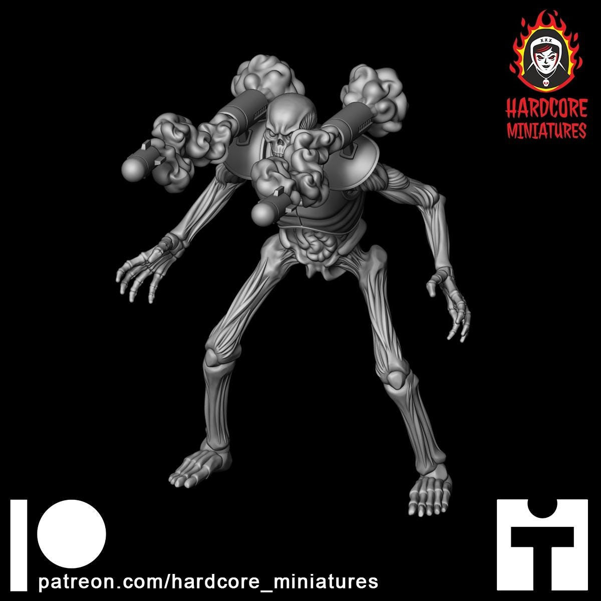 Doom Hell Skeleton firing 32mm dnd miniature doom video game The REVENANT