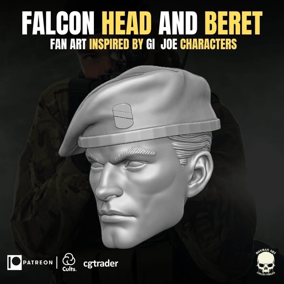 GI Joe Lt. Falcon head sculpt GI Joe Classified 1/12 scale head unpainted 1:12