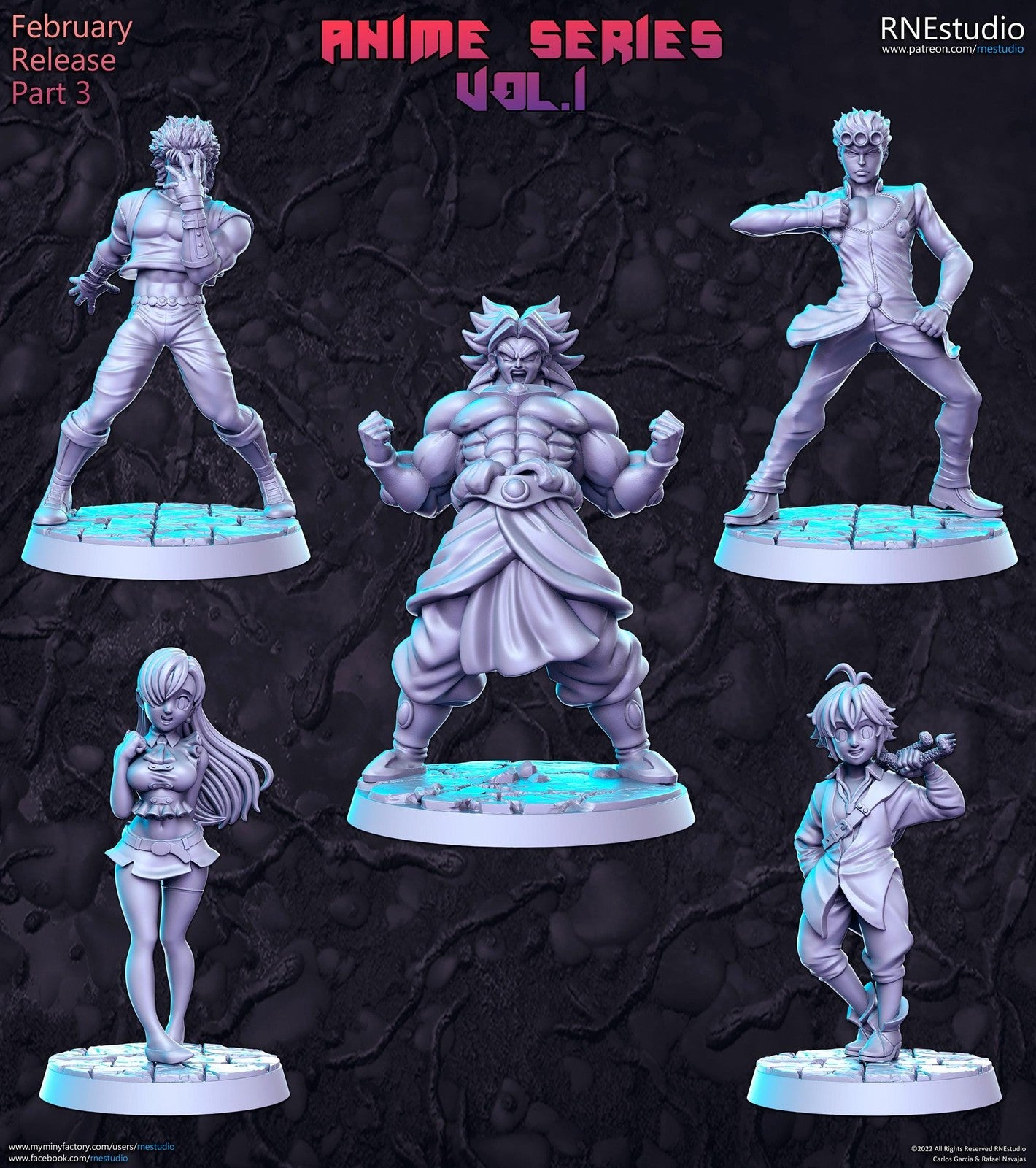 Anime Series Vol 1 Full Set DnD Miniature, Tabletop RPG DnD Mini, D&D Figurines