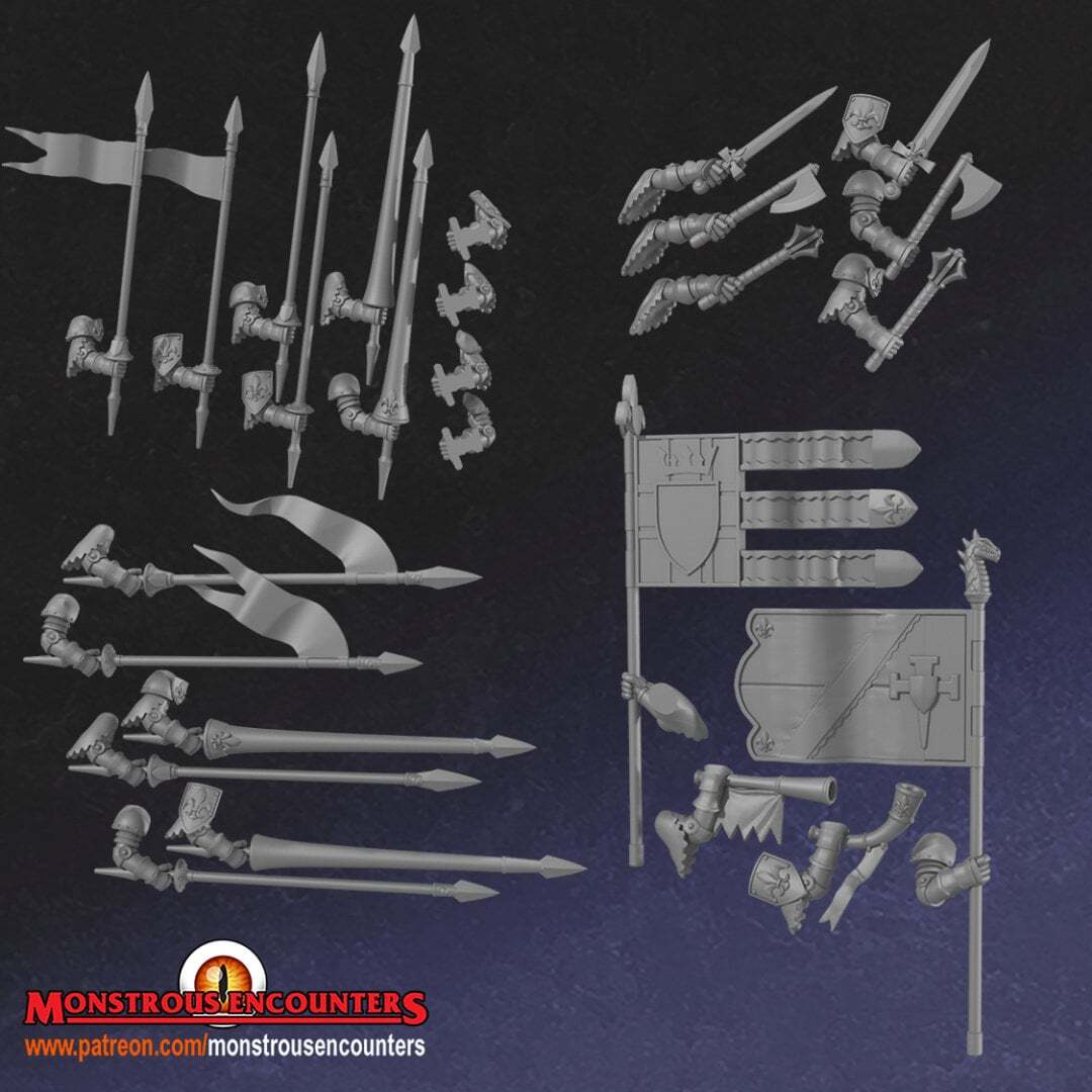 Breton Knights of virtue 28mm army builder 3d printed minis tabletop bretonnia