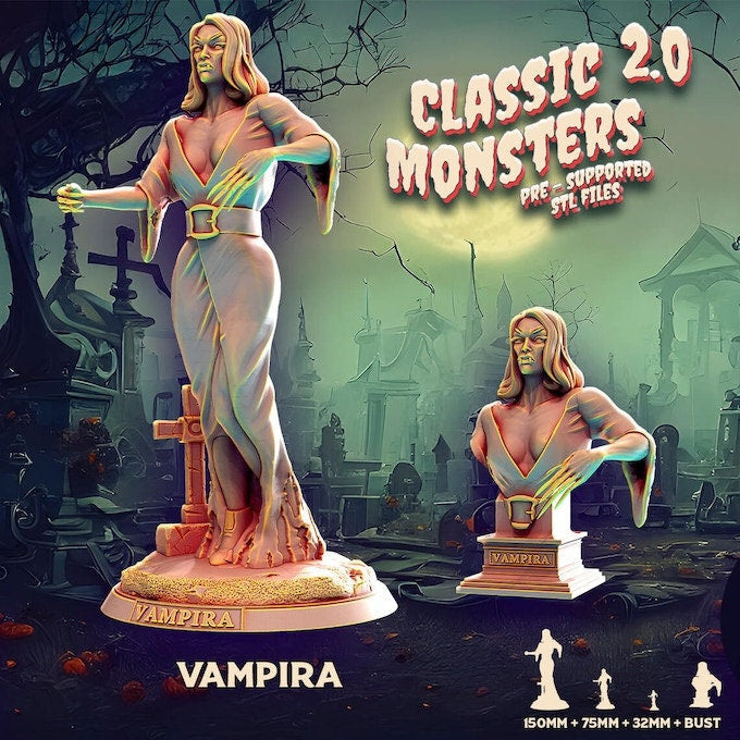 Vampira | Miniature | Heroes & Beasts | Classic Movie Monsters | DnD | Tabletop