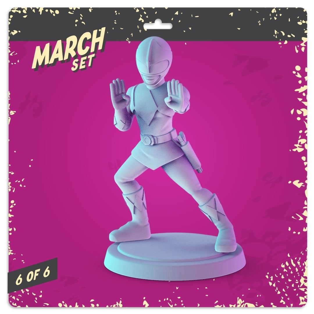 Power Rangers 3d printed mini's Popmini 34mm nostalgia DND gaming table top
