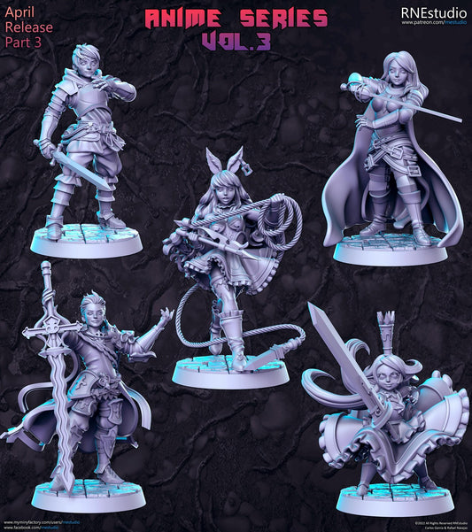 Anime Series Vol 3 Full Set DnD Miniature, Tabletop RPG DnD Mini, D&D Figurines