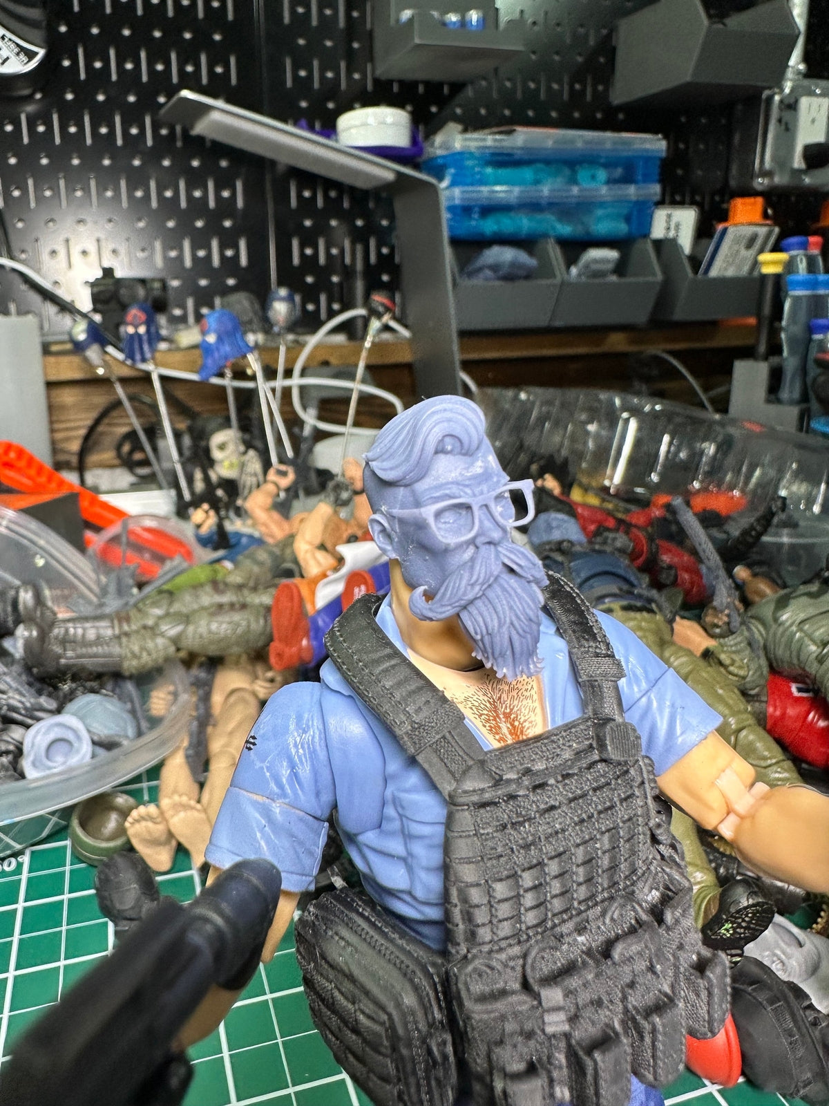 Hipster barber troop builder head custom head sculpt 1/12 classified, black ser