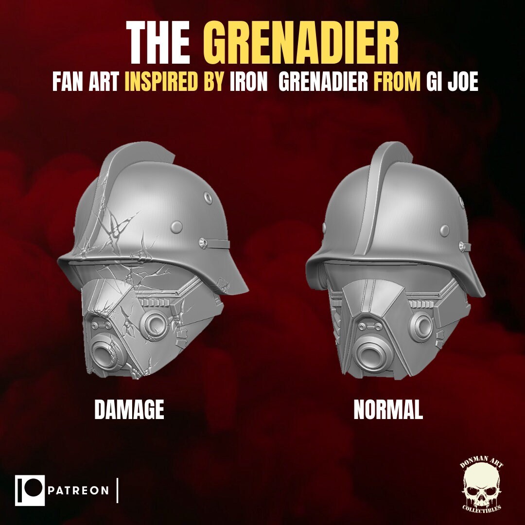 GI Joe Iron Grenadier custom head sculpt 1/2 classified, black series, mezco ac