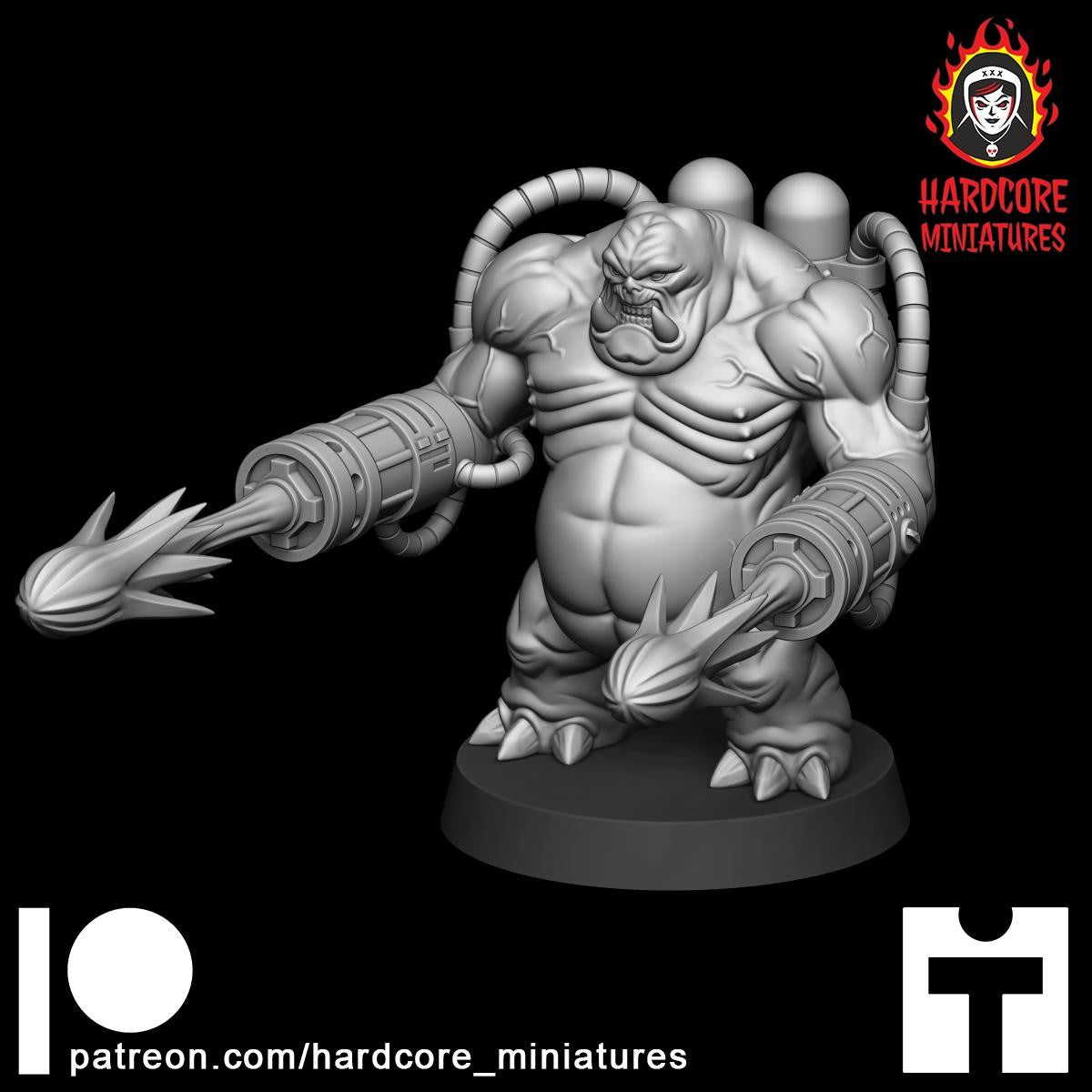 Mancubus Fat Demon Firing Front modular 32mm dnd miniature Martian Trooper doom