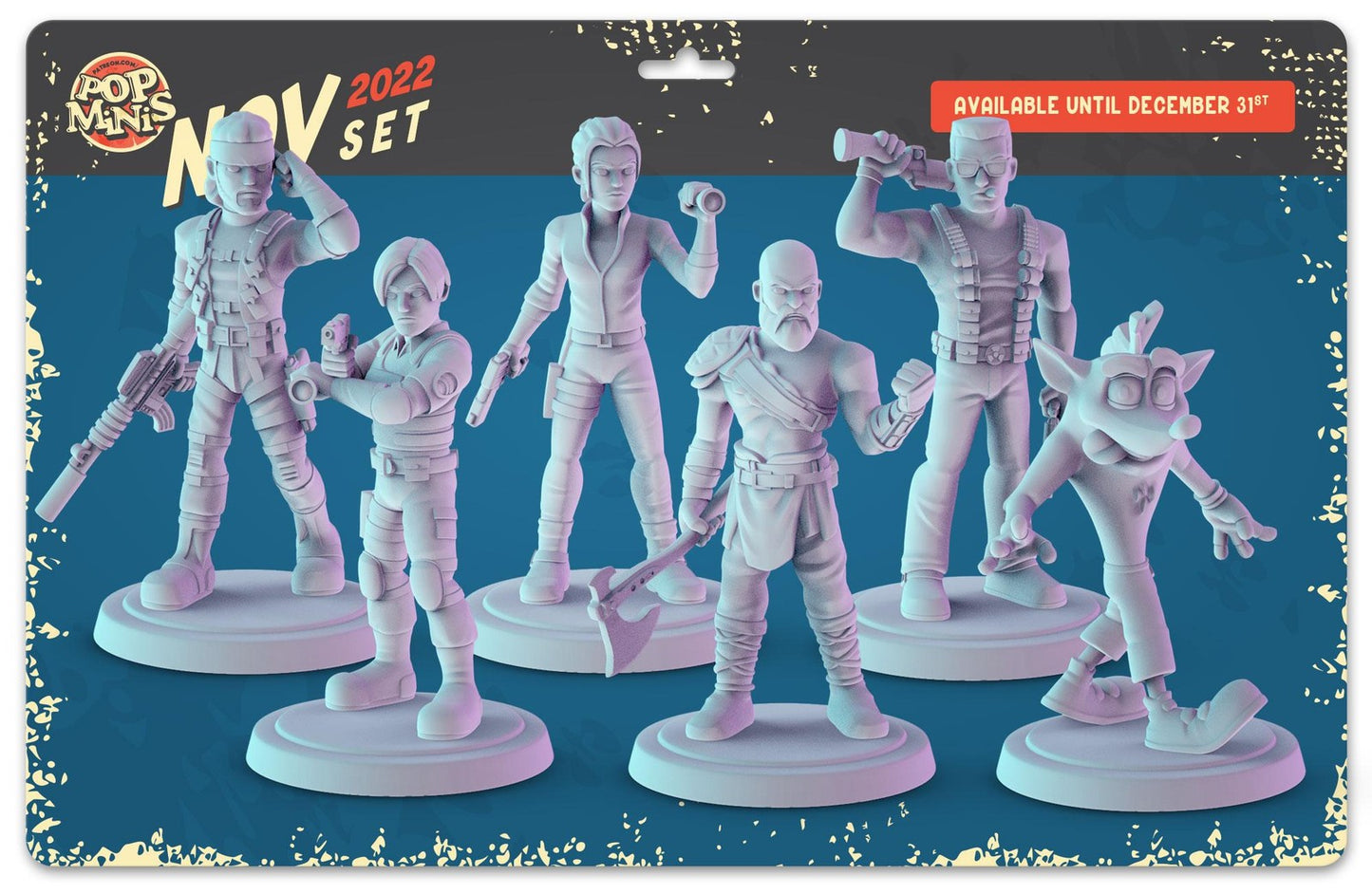 Video Games set 2 36mm Minis, Metal Gear, Resident Evil, God Of War, Duke Nukem