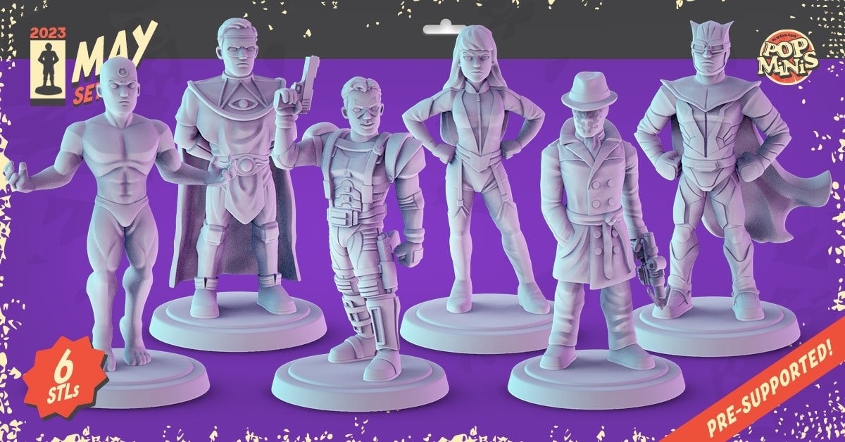 Watchmen 34mm tabletop mini's Dr. Manhattan, The comedian, Rorschach, nite