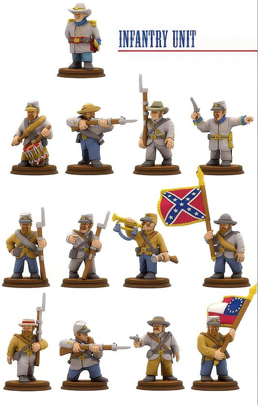 Confederate Infantry American Civil War Set DnD Miniature, Tabletop RPG, D&D Fi