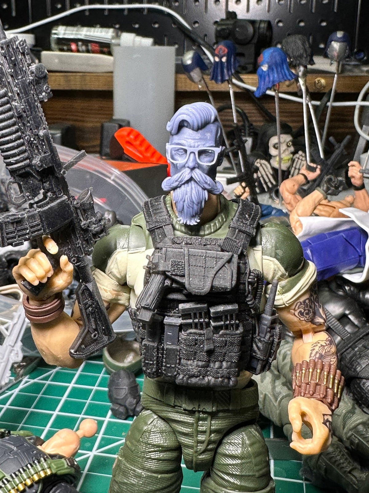 Hipster barber troop builder head custom head sculpt 1/12 classified, black ser