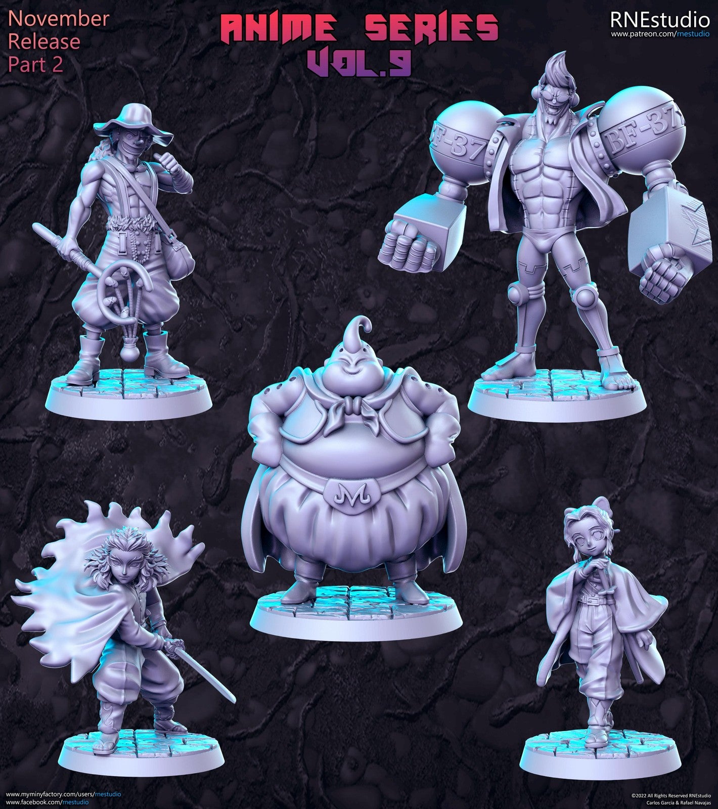 Anime Series Vol 9 Full Set DnD Miniature, Tabletop RPG DnD Mini, D&D Figurines