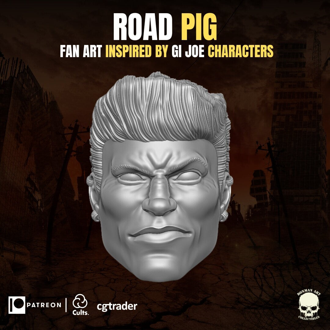 Road Pig head GI Joe Classified 1/12 scale head unpainted 1:12 mezco, marvel le