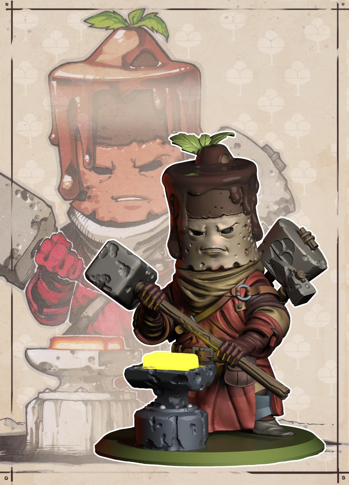 Chocolate Cake Blacksmith -- Food Fight! tabletop gaming DnD 32mm | 75MM