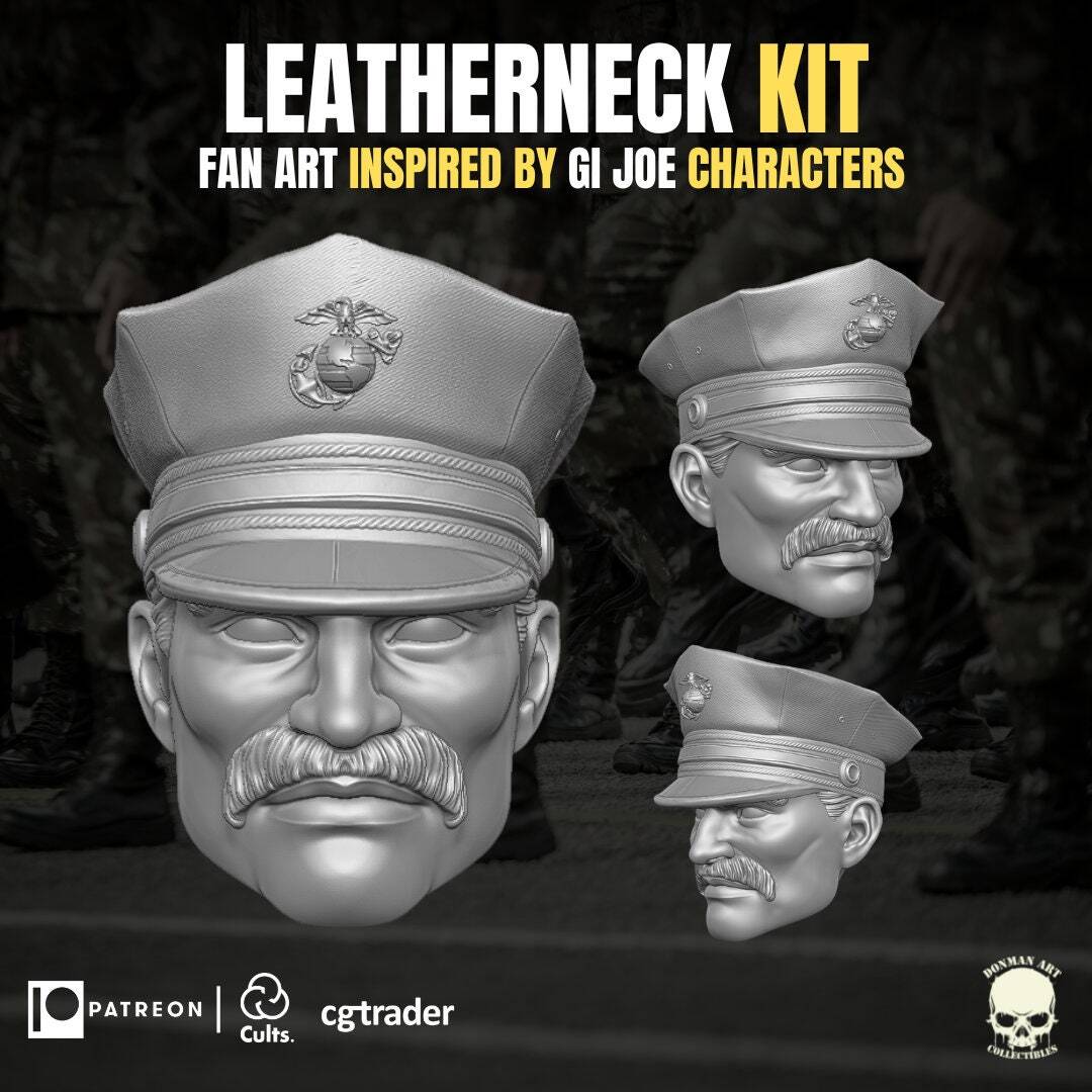 GI Joe Leatherneck kit, head sculpt GI Joe Classified 1/12 scale head unpainted