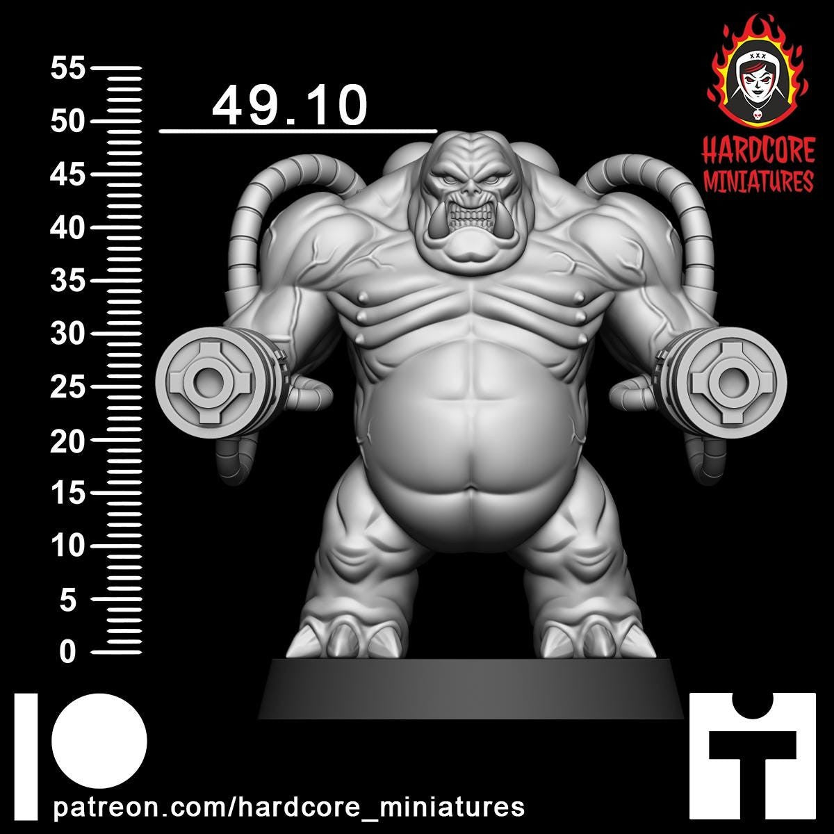 Mancubus Fat Demon Firing Front modular 32mm dnd miniature Martian Trooper doom
