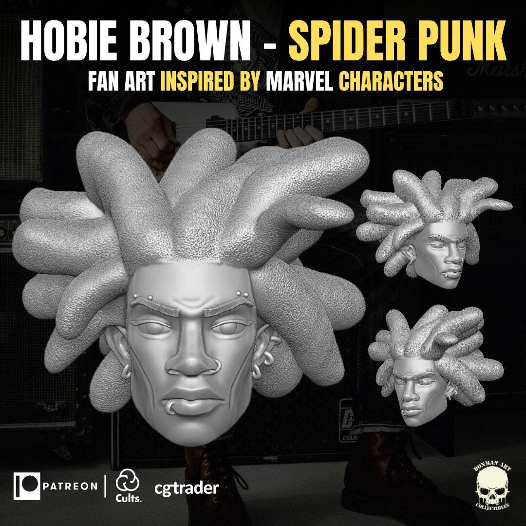 Hobart Brown Spider-Punk head sculpt GI Joe Classified 1/12 scale head unpainte