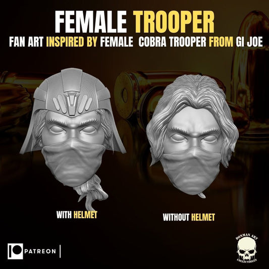 female Cobra trooper head, trooper builder, GI Joe Classified 1/12 scale head u