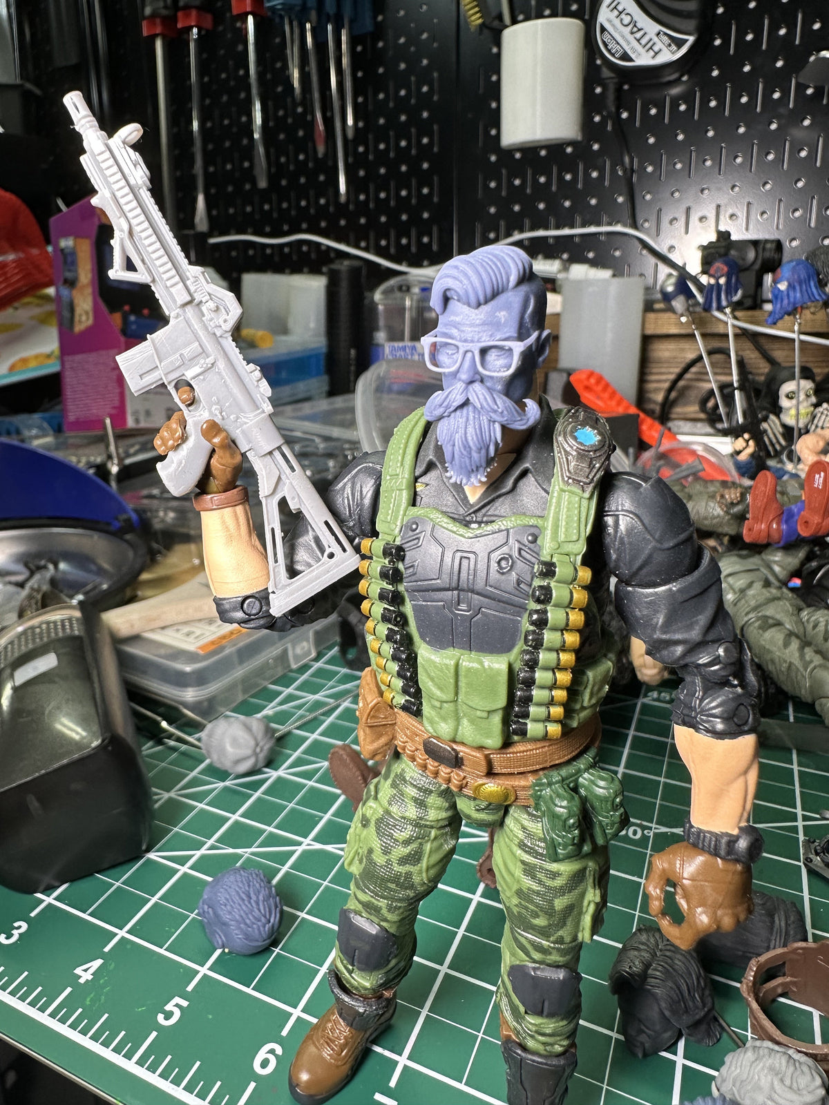 Hipster barber troop builder head custom head sculpt 1/12 classified, black ser