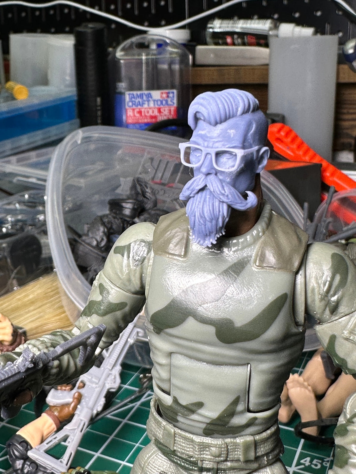 Hipster barber troop builder head custom head sculpt 1/12 classified, black ser
