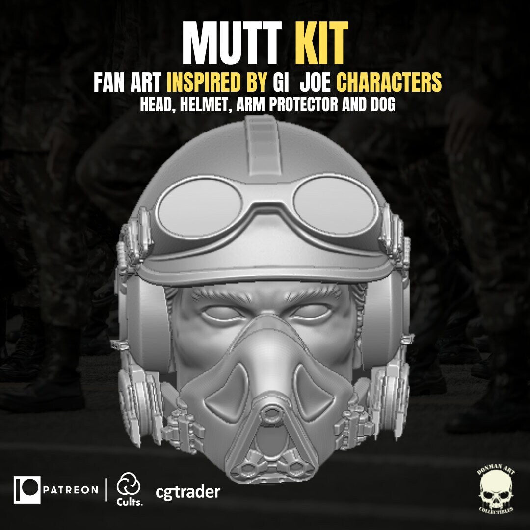 Mutt and Junkyard kit, head sculpt GI Joe Classified 1/12 scale head unpainted