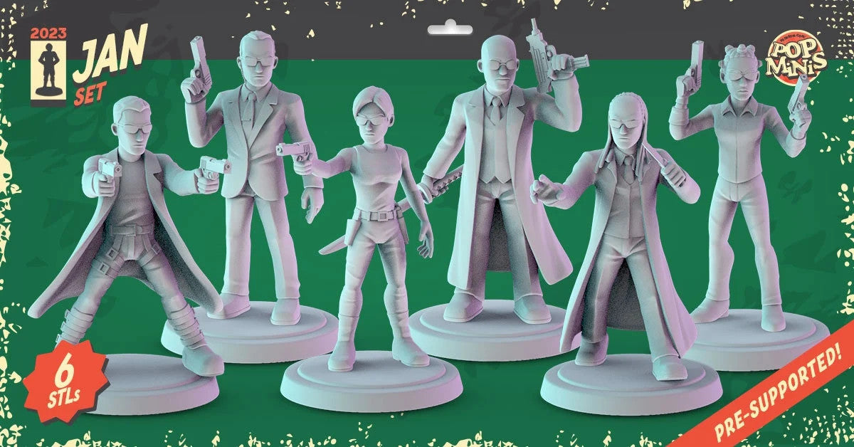 The Matrix 3d printed mini's Popmini 36mm pop culture DnD gaming
