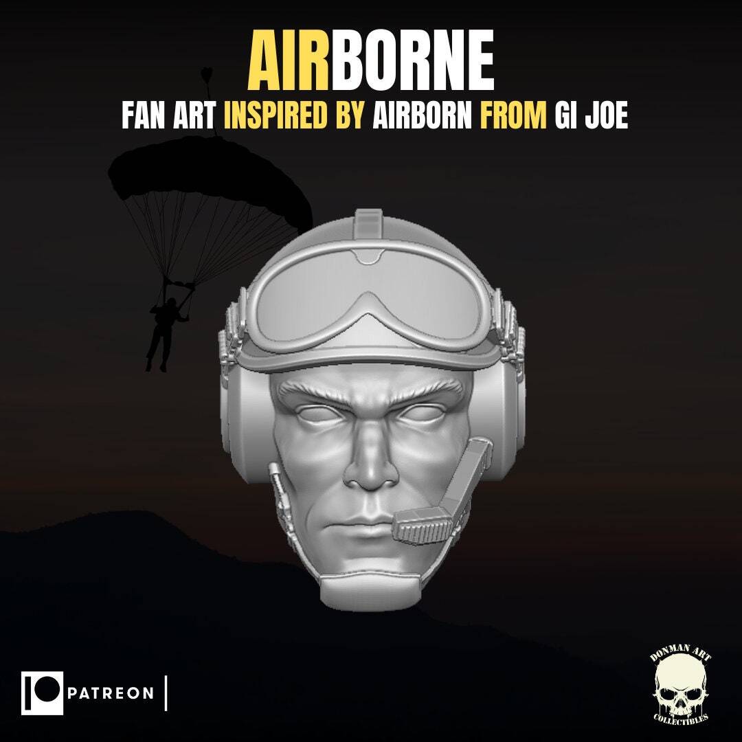 Airborne G.I. Joe 1:12 head sculpt 3d printed resin