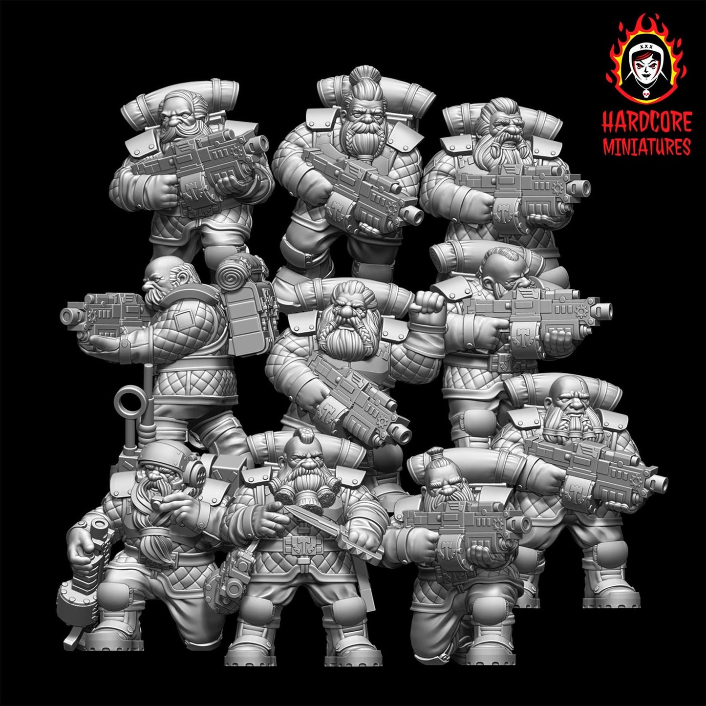 Space Dwarves Veterans Bolters 28mm army builder set 1 3d printed minis tableto