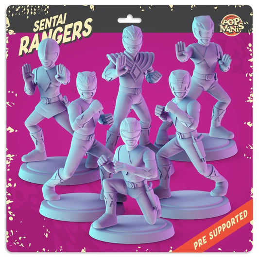 Power Rangers 3d printed mini's Popmini 34mm nostalgia DND gaming table top