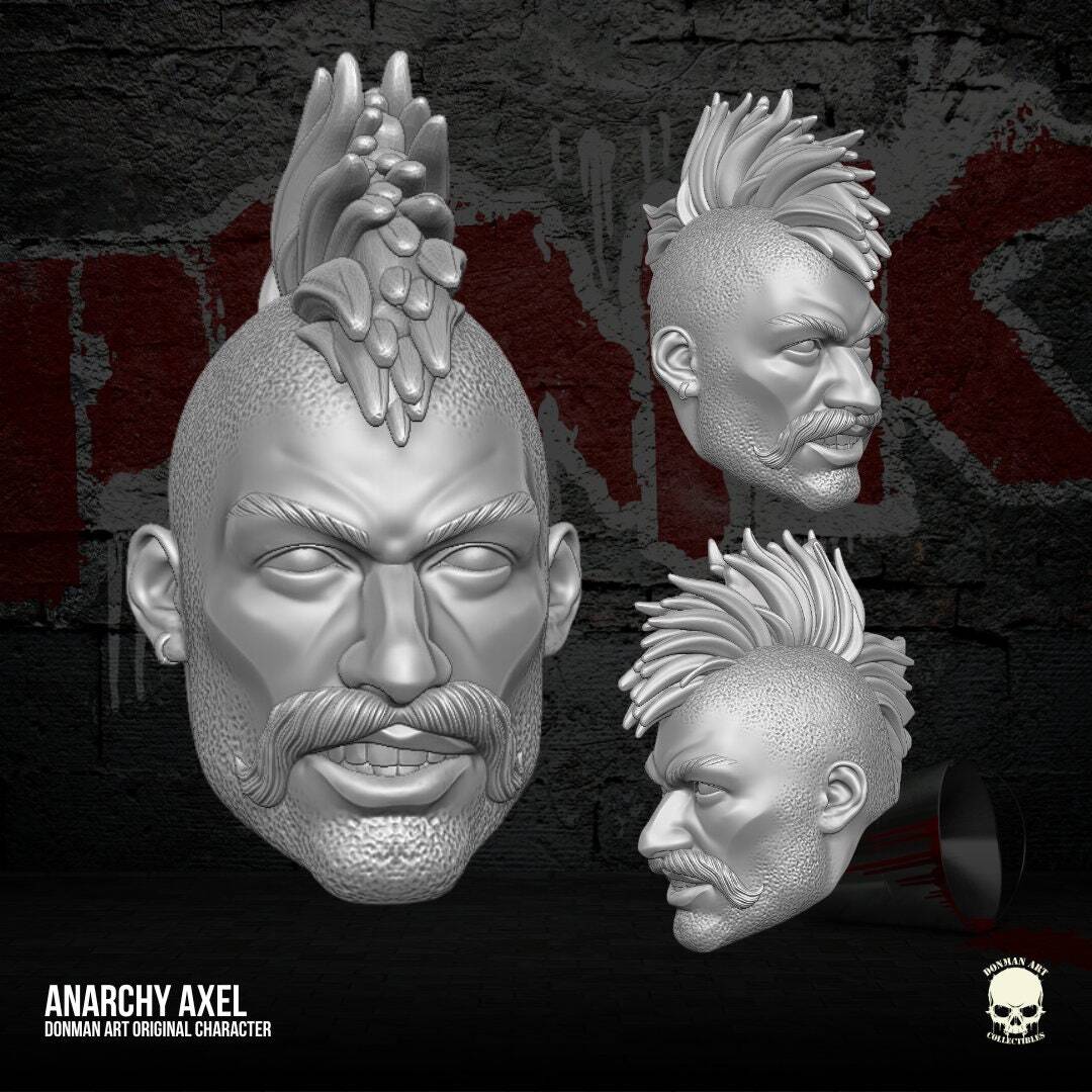 dreadnok head, custom goon GI Joe Classified 1/12 scale head unpainted 1:12 mez