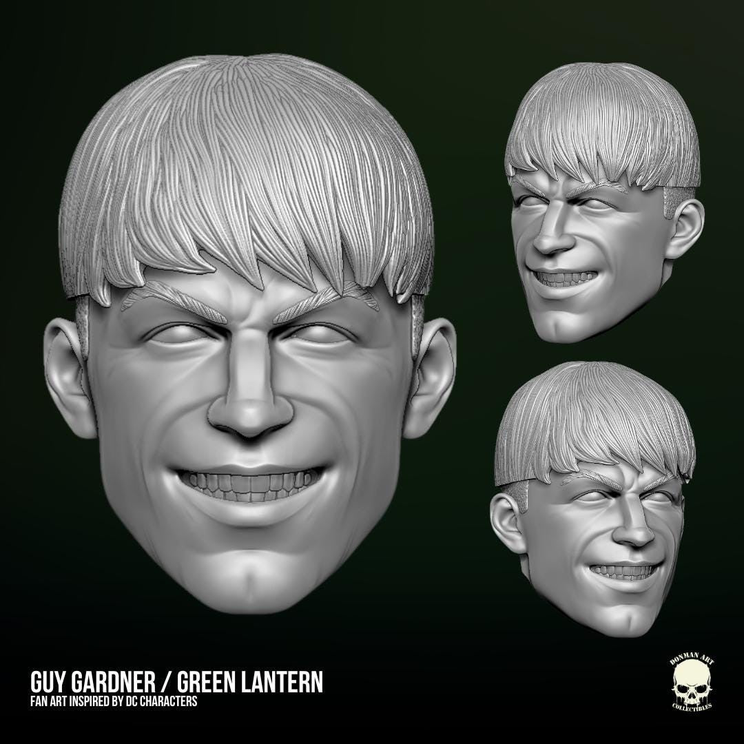 Guy Gardner Green Lantern head 1/12 head Marvel Legends GI Joe classified 1:12