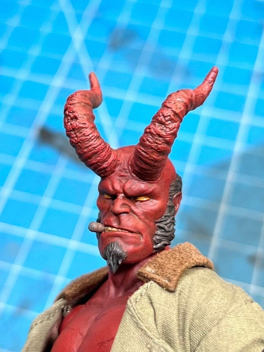 HellBoy custom 6" action figure custom head set mezco one12, 1000toys, Figma, c