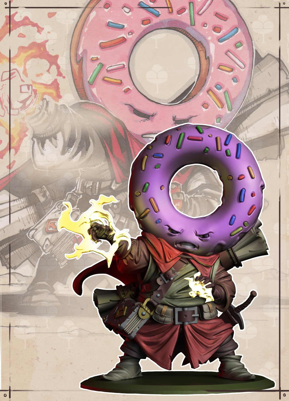 Donut Battle Mage -- Food Fight! tabletop gaming DnD 32mm | 75MM