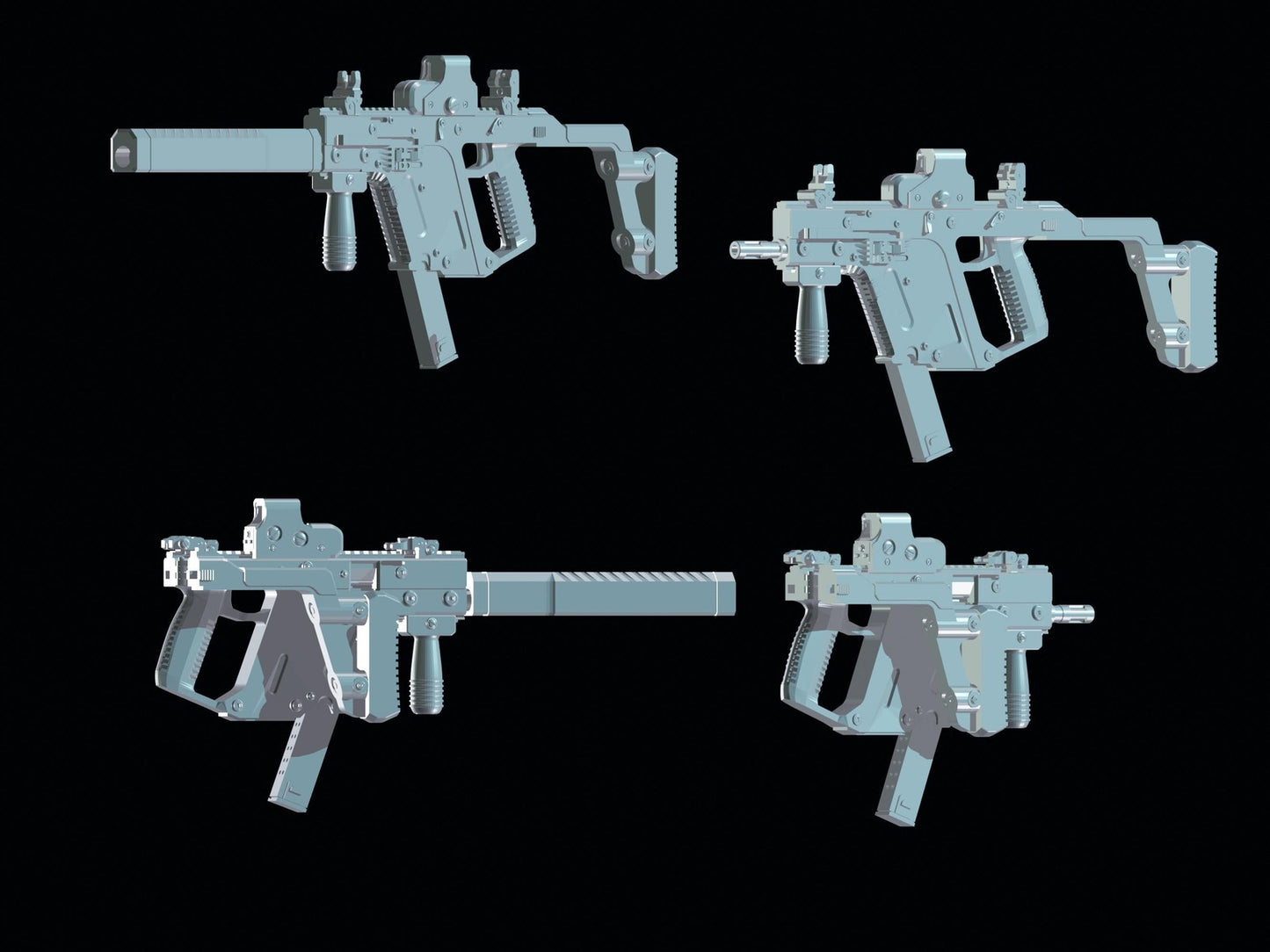1/12 Scale Kriss Vector SMG: Toy Rifle Accessory for Action Figures