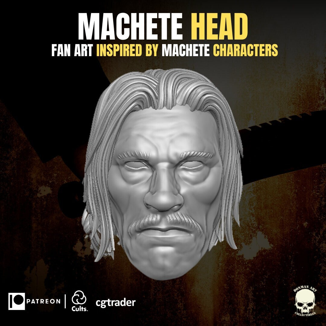 GI Joe Machete Danny Trejo head sculpt GI Joe Classified 1/12 scale head unpain