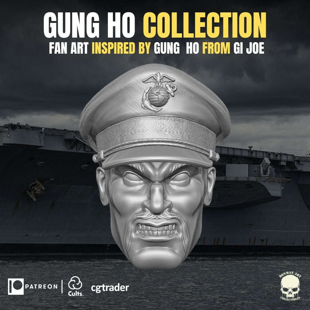 Gung Ho G.I. Joe classified 1:12 head sculpt 3d printed resin action figure mar