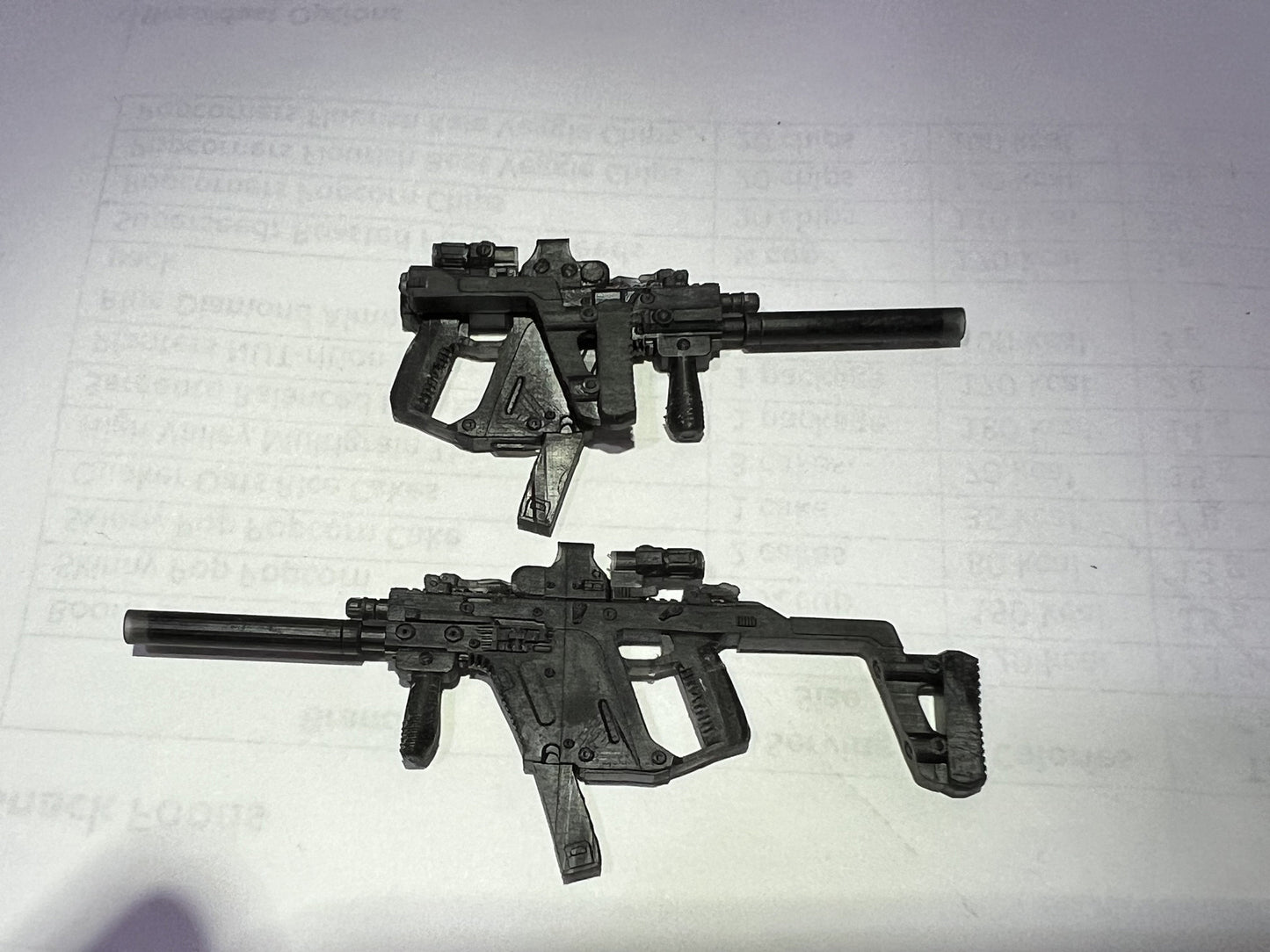 1/12 Kriss Vector 2 pack Suppressed Assault Rifle SMG 1:12 Scale Toy Accessory