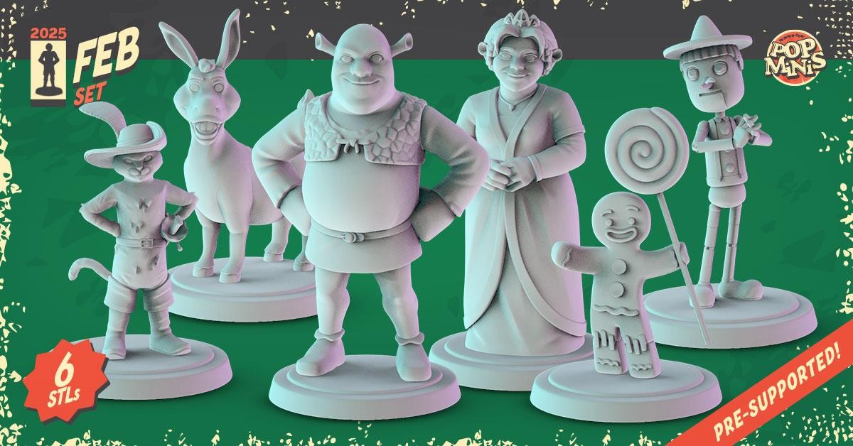 Skrek Miniatures - complete set 36mm Dioramas, tabletop RPGs. Designed by Pop M